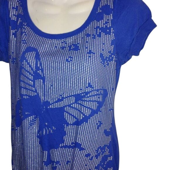 Piper & Blue Graphic Cap Sleeve Tee Blue - Picture 8 of 10